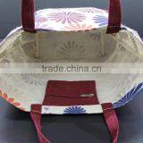 Flora Print Jute Shopping Bag With Bottom One Color Fabric Jute thumbnail-5