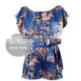 Latest Design Printing Sash Belted Short Jumpsuit in Satin for Women thumbnail-3
