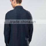 Cheapest Custom Long Sleeve Button Placket Point Collar Navy Men's 65% Polyester 35% Cotton Woven Twill 200g Casual Polo Shirt thumbnail-2