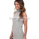 Women Vest Waistcoats With Hooded Sleeveless Half-zip Hoodie White and Gray Color thumbnail-5
