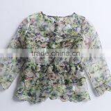 2015 HOYUGO Summer Organza Printed Sexy Blouses thumbnail-3