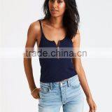 MGOO New Pattern Scoop Neck Tight Sling Crop Top Drop Armhole Sexy Zipper Front Tank Top Women thumbnail-4