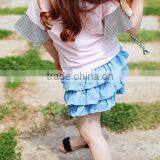Denim Clolr 3 Layers Ruffle Shorts Stylish Kids Clothes Girls Shorts Wholesale thumbnail-6