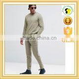 plain men sweatsuit slim fit sets soft cotton spandex tracksuit custom