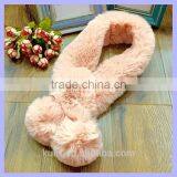 Whole Hid Thicken Rex Rabbit Fur Winter Sweet Cute Fur Pom Pom Ball Snood Neckerchief Super Quality Rabbit Fur Scarf Multi Color thumbnail-6