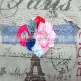 Wholesale Boutique Rosette Satin Newborn Baby Bridal Lace Headbands Handmade thumbnail-2