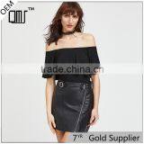 Flounce off Shoulder Stretch Bodysuit Hot Design Lady Clothing thumbnail-1