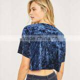 Slight Blink Crushed Velvet O-neck Short Sleeves Cropped t Shirt Tank Tops thumbnail-6