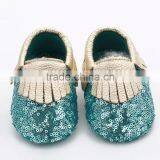 Multicolor Sequin Fringed Leather Baby Moccasins, Sequin Baby Moccasin thumbnail-6
