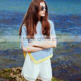 Summer New Fashion Irregular Design Short Sleeve Slim T-shirt in Women's Uique Knitted Top thumbnail-2