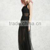 New Arrival OEM Fashion Summer Lace Chffion Strapped Sexy Black Dress Women Casual thumbnail-3