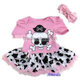 Newborn Baby Light Pink Pirate Cowgirl Pettiskirt Bodysuit and Headband 0-18M thumbnail-1