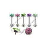 Multi - Stone Luster Fashion Stainless Steel 16 Piercing Lip Labret Jewelry, Glue Setting thumbnail-1