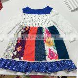 Top Quality Round Collar Stripe Polka Dot Dress for Little Gril Boutique Dress thumbnail-1