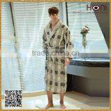 Men's Patterned Cotton Soft Bathrobe With Belt thumbnail-2