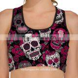 Hallowee Skeleton Jogging Training Workout Yoga Bra/morning x Printed Polyester Flower Athletic Workout Sports Yoga Bra Top