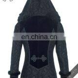 Gothic Long Coat With a Hood Trimmed With Natural Rabbit Fur thumbnail-3