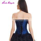 Women Waist Latex Halloween Blue Fish Boned 10 Printed Croset Body Shaper thumbnail-3