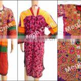 Gypsy Tribal Dress Banjara Tunic -embroidered Ethnic- Indian Boho Cotton Tunic-Afghani Kuchi With Shisha Mirrors Tunic