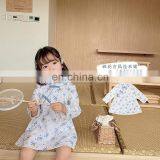 6650-2 Chinese Traditional Girls White and Blue Floral Cheongsam Dress thumbnail-2