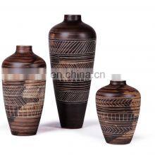 Japanese Style Modern Simple Hand Painted Modern Geometric Black Ceramic Vase Floor Vase for Home Decoration thumbnail-4