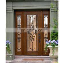 Glass Insert Solid Wood Door Wrought Iron Wood Door thumbnail-2