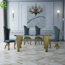 Event Luxury Gold Frame Marble Top Event Dining Table Set For Banquet Wedding Decoration thumbnail-5