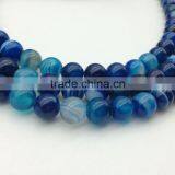 10mm Natural Blue Color Faceted Round Agate Beads Gemostone Beads With Vein thumbnail-2