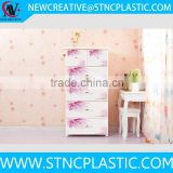 hot selling new 3 tier plastic storage drawer flower pattern