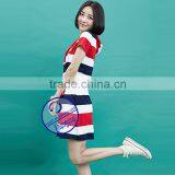 Custom Wholesale Fashion Auto Strip Girls Casual Hooded Dress With Pocket thumbnail-6