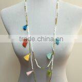 Trendy Two Layers Seed Beads Strand Necklace With Colorful Tassel Charm Necklace thumbnail-1