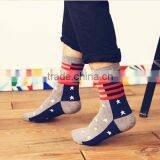 Custom White Striped And Star Design Half Terry Elastic Cuff Cotton Men Sport Socks Quality Choice thumbnail-3