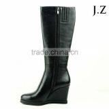 OB45 Ladies Fur Lined Martin Leather Boots Knee High Long Boots Field Boots for Women thumbnail-4