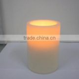 4 inch flameless paraffin wax amber color flame ivory led pillar candle