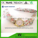 golden case flower shape straps ladies fabric watch