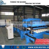 China Manufacture Glazed Roof Tile Roll Forming Machine Metal Step Roof Tile Sheet Rolling Forming Machine thumbnail-1
