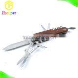 Multifunction Camping Stainless Steel Pocket Knife With Wood Handle
