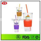 24oz Single Wall Acrylic Beverage Tumbler With Straw thumbnail-4