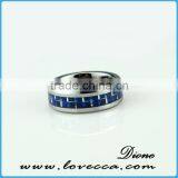 Blue Carbon Fiber Custom Cheap Wholesale Men Stainless Steel Ring thumbnail-4