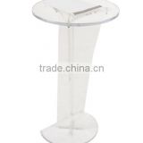 Acrylic church pulpit designs for Floor, Circular Surface, X-Shaped Post - Clear