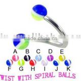twist with spiral balls labret jewelry