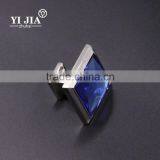 1 Inch Brushed Nickel Finish Blue Square Glass Knobs for Cabinets