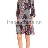 2016 Autumn Long Sleeve Chiffon Printed dresses for women elegant