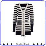 V Neck Zipper up Women Sweatshirt Clothes Custom High Quality Competitive Price Stripe Sweatshirt for Women thumbnail-1