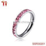 Eternity Wedding 4MM Band Ring 316L Stainless Steel Pink Cubic Zirconia Stone Rings thumbnail-1