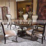 Elegant and Noble Butterfly Inlaid Oval Dining Table Set, Individual Design Antique Classic Six Seats Dining Table Set thumbnail-2