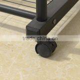 Double Adjustable Telescopic Rolling Clothing Rack With Shoes Storage Shelf thumbnail-3