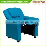 Contemporary Light Blue Kids Recliner With Cup Holder and Headrest thumbnail-5