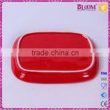 Red Glazed Ceramic Butter Dish for Tableware thumbnail-4