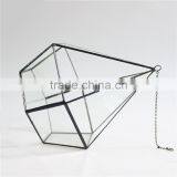 Si Drilling Short Micro Geometric Glass Flower Pot Landscape Heagonal Three Hollow Hanging Glass Greenhouse thumbnail-1